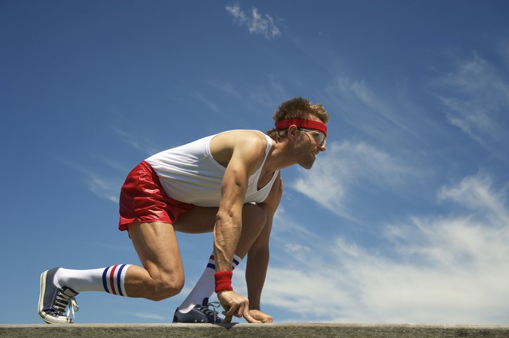 Man preparing to run a race